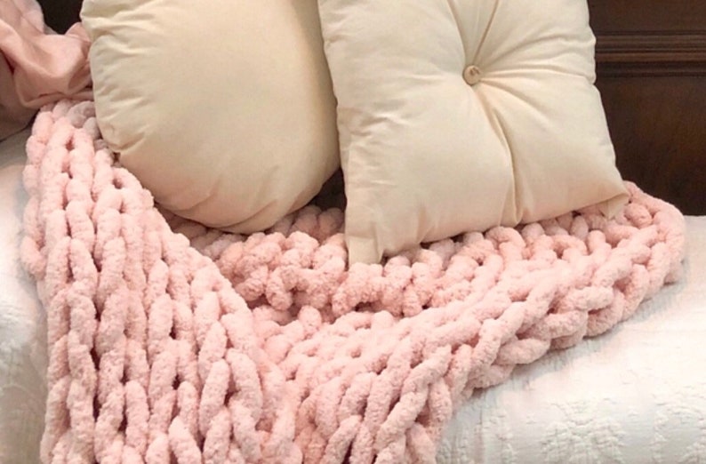 Fluffy knit blanket throw chunky knit big knit big Etsy
