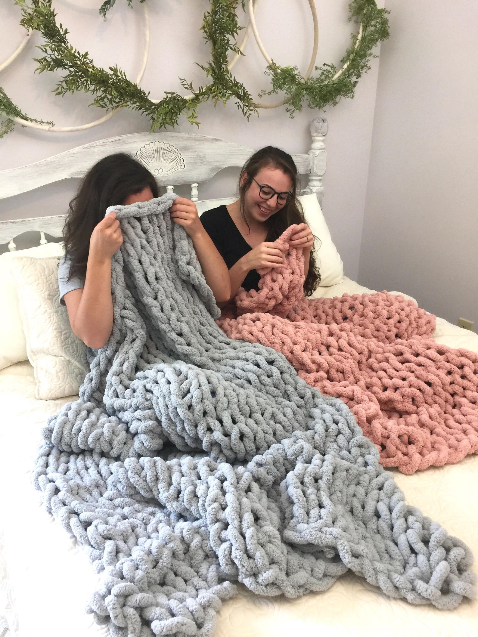 Fluffy knit blanket throw chunky knit big knit big Etsy
