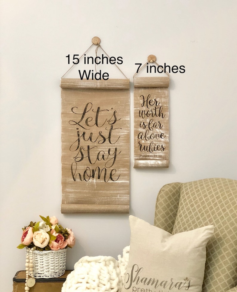 Let's just stay home PAPER scroll wall art let's Etsy