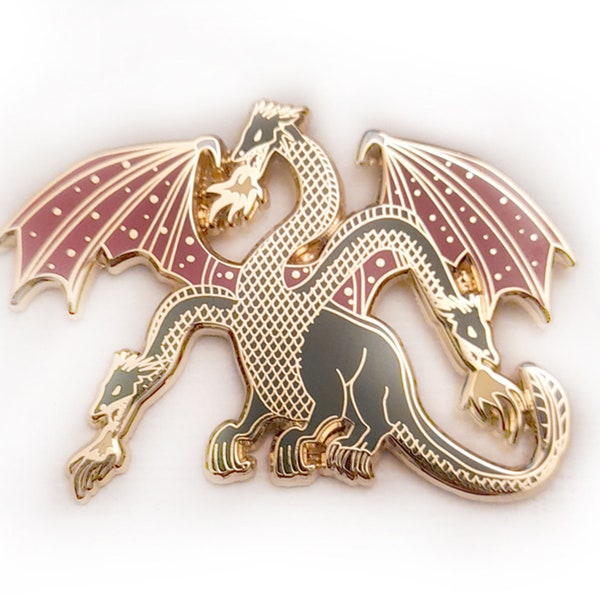 48mm Three-headed dragon hard enamel pin without a backing card