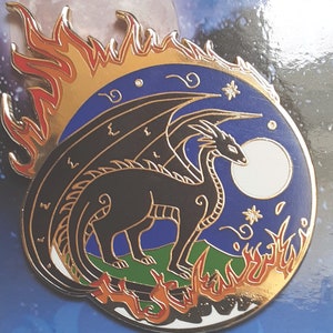 60mm Hot Moon Dragon hard enamel pin