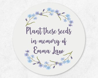 Personalised Forget Me Not Stickers, Memorial Stickers, Funeral Stickers, Memorial Labels, Seed Labels, Wildflower Seed Labels, Baby Shower