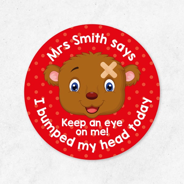 Bumped Head Stickers, Bravery Stickers, School Stickers, First Aid, School Nurse Stickers, Nursery, Kindergarten, Teacher, Personalised