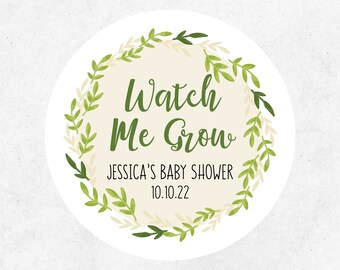 Personalized Watch me Grow Stickers, Baby Shower Stickers, Baby Shower Favor, Succulent Favour, Baby Shower Favour Stickers, Seed Pack Favor