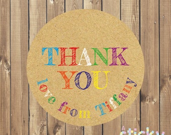 Personalized Thank You Stickers, Thank You Labels, Thank You, Custom Stickers, Birthday Party Stickers, Party Favor Labels, Party Favor
