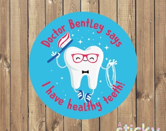 Personalised Dentist Stickers, Dental Stickers for Kids, Gift for Denist, Bravery Award, Christmas, Birthday, Fun, Cute, Reward Stickers