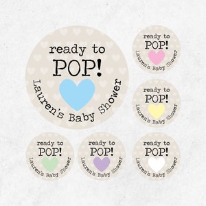 Ready to Pop Stickers, Baby Shower Sticker, Ready to Pop Label, Baby Shower Favour Tag, Popcorn, Boy, Girl, Blue, Pink, Neutral, Unisex,
