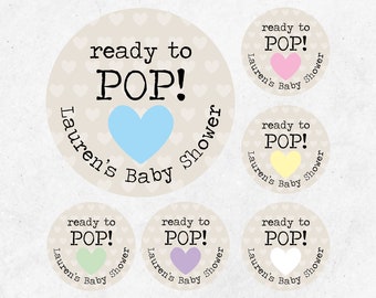 Ready to Pop Stickers, Baby Shower Sticker, Ready to Pop Label, Baby Shower Favour Tag, Popcorn, Boy, Girl, Blue, Pink, Neutral, Unisex,