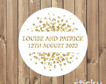 Wedding Stickers, Wedding Labels, Wedding Favor Stickers, Wedding Favour, Wedding Thank You Stickers, Personalized, Modern, Gold, Elegant