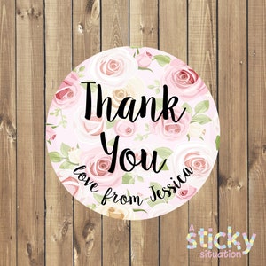 Thank You Stickers, Thank You Labels, Gift Label, Business Logo Stickers, Product Label, Craft Stickers, Envelope Seal, Roses, Personalized