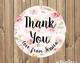 Thank You Stickers, Thank You Labels, Gift Label, Business Logo Stickers, Product Label, Craft Stickers, Envelope Seal, Roses, Personalized