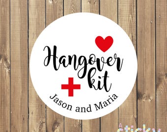 Personalized Hangover Kit Stickers, Hangover Kit Labels, Wedding Favour Stickers, Hangover Kit, Survival Kit Stickers, Bridal Shower, Hen Do