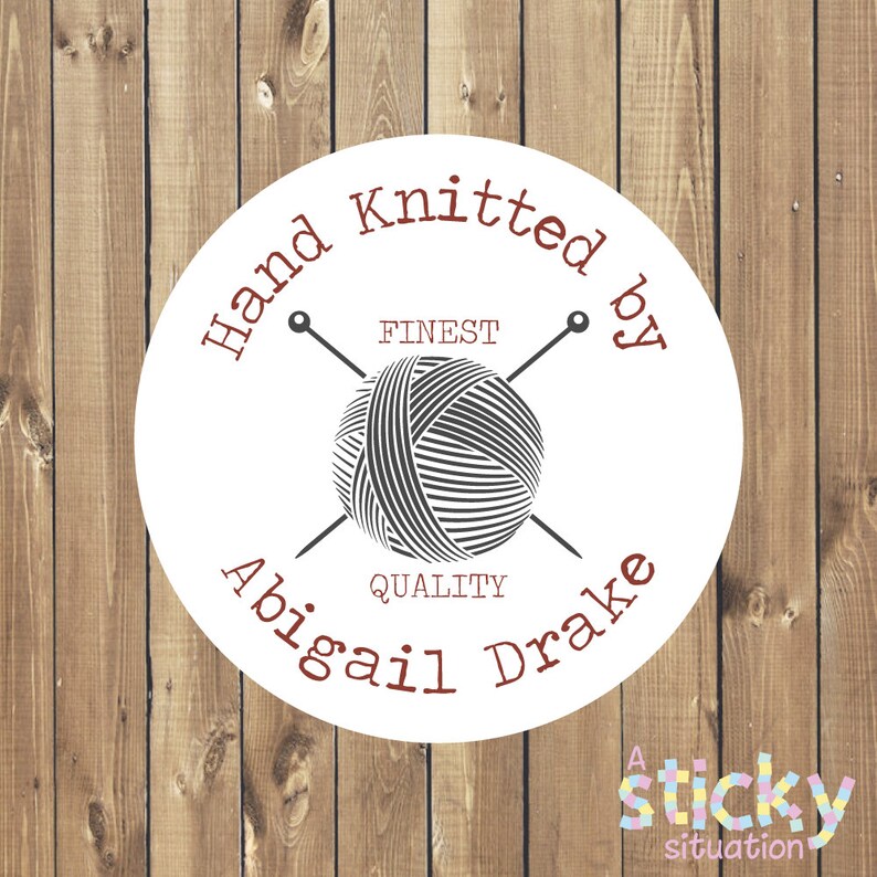 Personalized Knitting Stickers, Hand Knit Stickers, Packaging Stickers, Handmade Stickers, Knitting Labels, Knitting Tags, Hand Knit Labels image 1