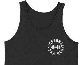 Personal Trainer Logo - Gift For Bodybuilding, Weightlifting, Powerlifting, Crossfit, WOD, Fitness, Workout - Unisex Gym Tank Top