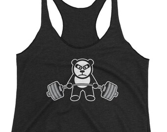 Kawaii Panda Bear Deadlift Cute Cartoon, Workout tanks for women, Bodybuilding, Weightlifting, Powerlifting, Crossfit, Fitness, Gym, Workout