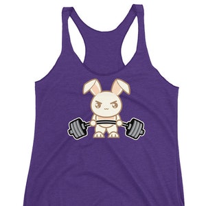 Bunny Rabbit Deadlift Cute Cartoon, Workout tanks for women, Bodybuilding, Weightlifting, Powerlifting, Crossfit, Fitness, Gym, Workout image 1