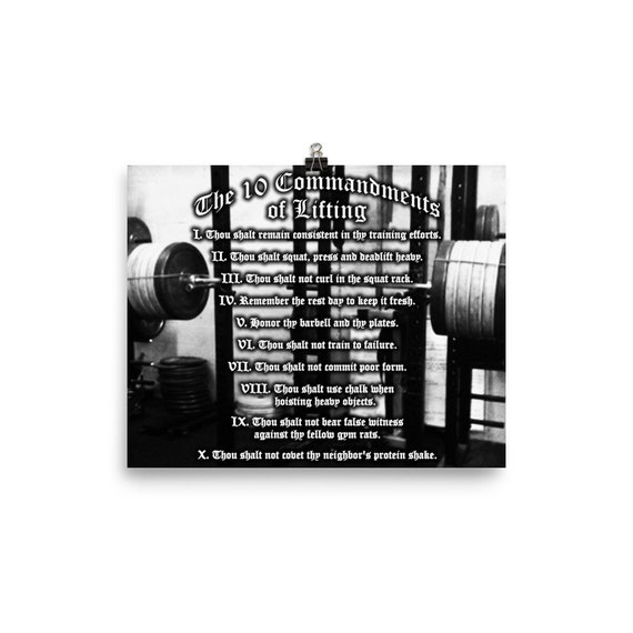 10 Commandments Of Lifting Gym Poster Motivational Prints Gift For Bodybuilding Weightlifting Powerlifting Crossfit Fitness Workout