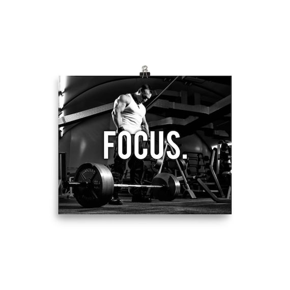 Focus Gym Poster Motivational Prints Gift For Bodybuilding Weightlifting Powerlifting Crossfit Wod Fitness Workout