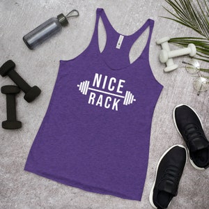 Nice Rack, Barbell, Funny Workout Tanks For Women, Women&#39;s Racerback Tank, Gifts For Her, Motivation Tank, Gym, Fitness, Workout, WOD