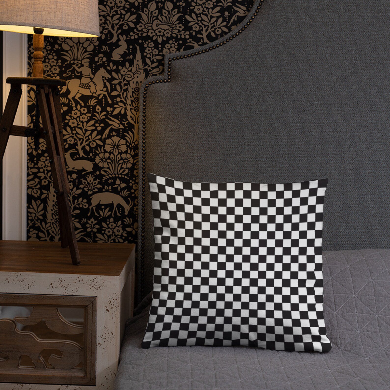 Checkered Pattern Pillow black and white checkers Etsy