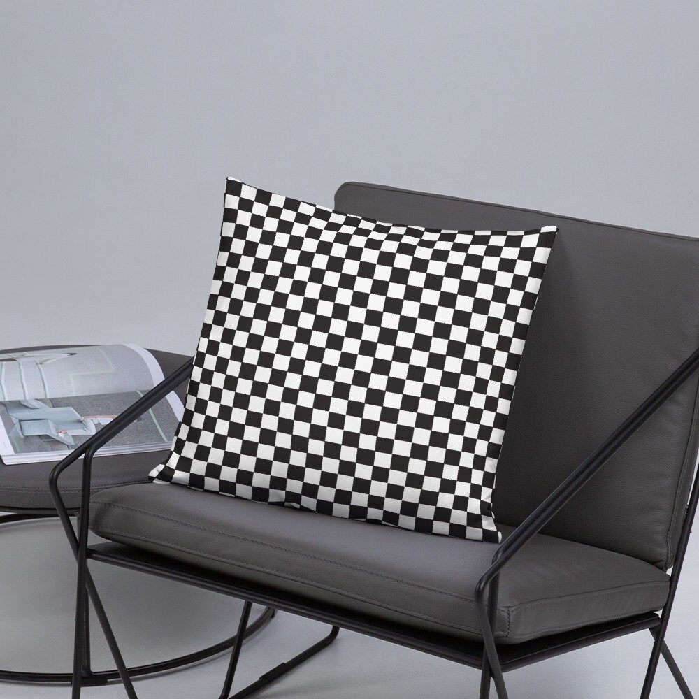 Checkered Pattern Pillow black and white checkers Etsy