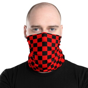 Checkered Mask, red, checkers, checkered pattern, patterned, pattern, checkered, cute, abstract, face mask - Neck Gaiter