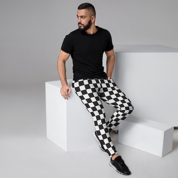 Checkered Pattern Pants, Black and White Checkered Joggers With Pockets,  Checkers, Gym Pants, Sweatpants Men's Joggers -  Canada
