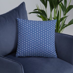 Flower of life, sacred geometry, mandala, geometry, abstract, namaste, spiritual, circle, seed of life, circle of life - Pillow (blue)