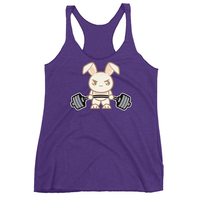 Bunny Rabbit Deadlift Cute Cartoon, Workout tanks for women, Bodybuilding, Weightlifting, Powerlifting, Crossfit, Fitness, Gym, Workout image 1