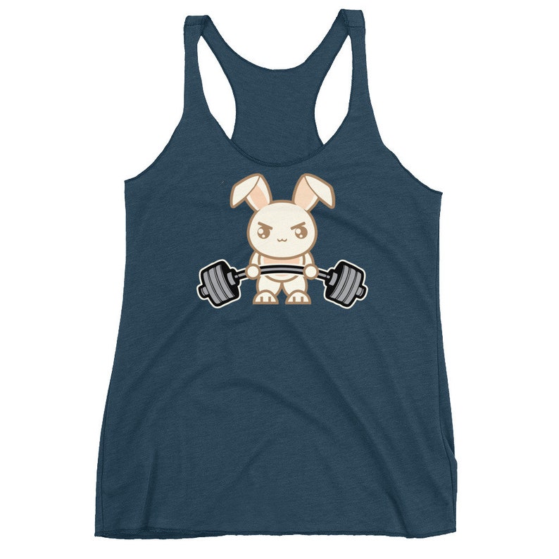 Bunny Rabbit Deadlift Cute Cartoon, Workout tanks for women, Bodybuilding, Weightlifting, Powerlifting, Crossfit, Fitness, Gym, Workout image 3