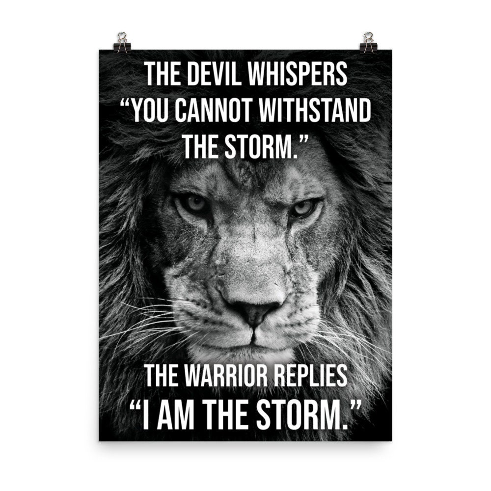 I Am The Storm Warrior Lion Gym Poster Motivational Etsy