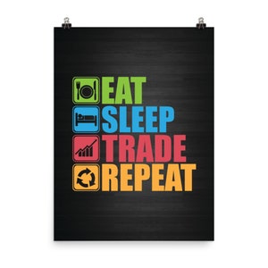 Eat, Sleep, Trade, Repeat - hustle, hustler, entrepreneur, success, motivation, trader, business, forex, stocks - Motivational Poster