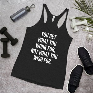 Work vs Wish For It, Workout Tanks For Women, Women&#39;s Racerback Tank, Gifts For Her, Motivation Tank, Gym, Fitness, Workout, WOD