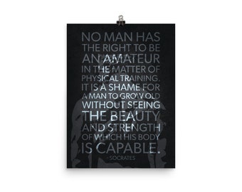 Strength & Beauty, Socrates, Gym Poster, Canvas, Motivational Prints, Bodybuilding, Weightlifting, Powerlifting, Crossfit, Fitness, Workout