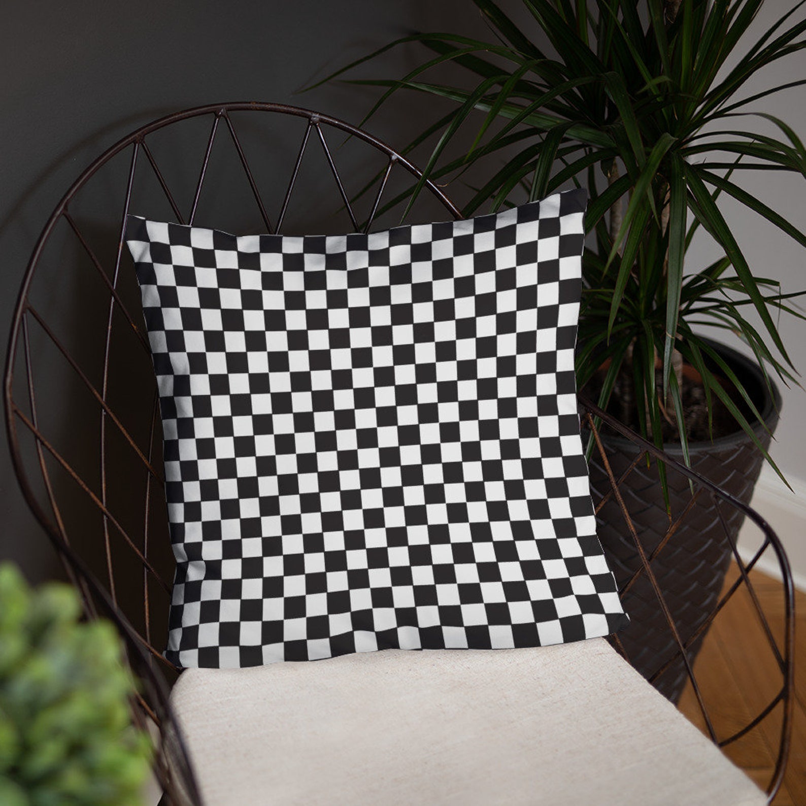 Checkered Pattern Pillow black and white checkers Etsy