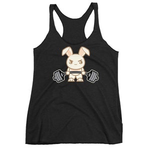 Bunny Rabbit Deadlift Cute Cartoon, Workout tanks for women, Bodybuilding, Weightlifting, Powerlifting, Crossfit, Fitness, Gym, Workout image 2