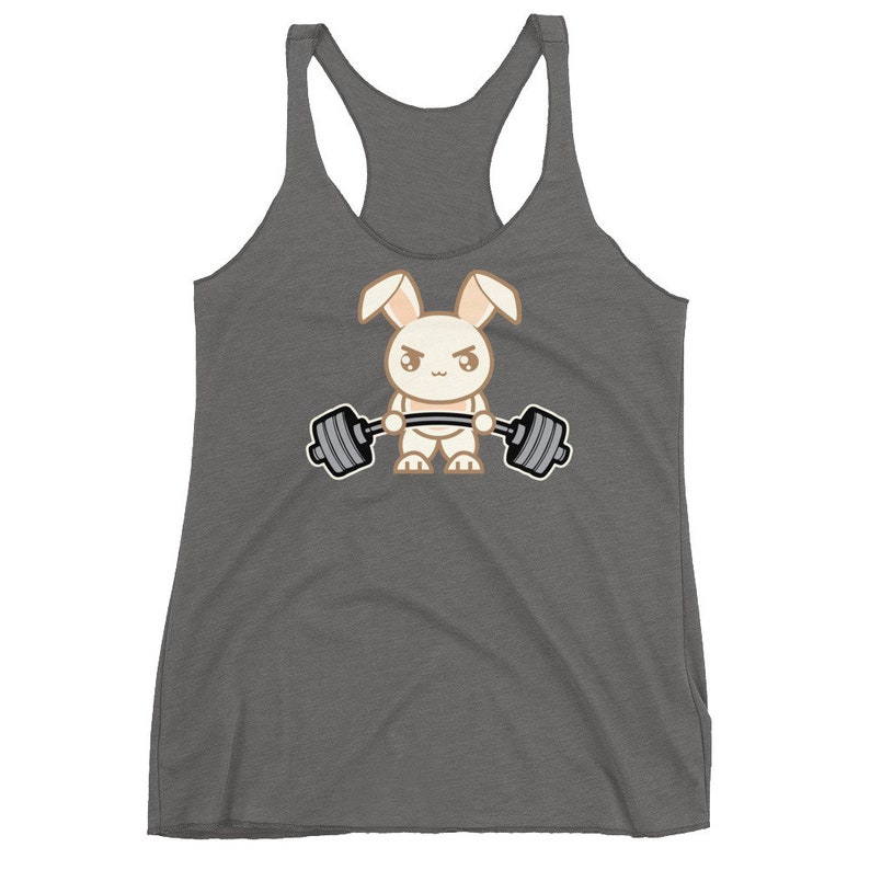 Bunny Rabbit Deadlift Cute Cartoon, Workout tanks for women, Bodybuilding, Weightlifting, Powerlifting, Crossfit, Fitness, Gym, Workout image 4