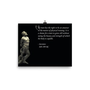 Strength And Beauty, Socrates, Gym Poster, Motivational Prints, Gift, Bodybuilding, Weightlifting, Powerlifting, Crossfit, Fitness, Workout