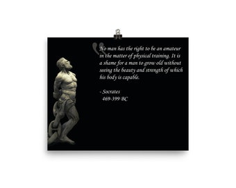Strength And Beauty, Socrates, Gym Poster, Motivational Prints, Gift, Bodybuilding, Weightlifting, Powerlifting, Crossfit, Fitness, Workout