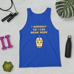 Bubble Tea, Boba, Funny, Anime, Cartoon, Cute, Bodybuilding, Weightlifting, Powerlifting, Crossfit, Gym, Fitness, Workout - Unisex Tank Top