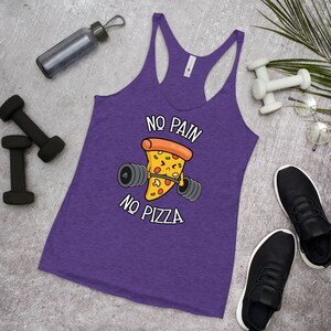 No Pain No Pizza, Funny Workout Tanks For Women, Women&#39;s Racerback Tank, Gifts For Her, Motivation Tank, Gym, Fitness, Workout, WOD