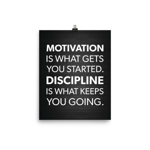 Motivation vs Discipline, Gym Poster, Motivational Prints, Gift, Bodybuilding, Weightlifting, Powerlifting, Crossfit, WOD, Fitness, Workout