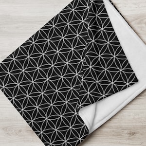 Flower of life, sacred geometry, geometry, abstract, namaste, spiritual, circle, seed of life, circle of life - Throw Blanket (black)