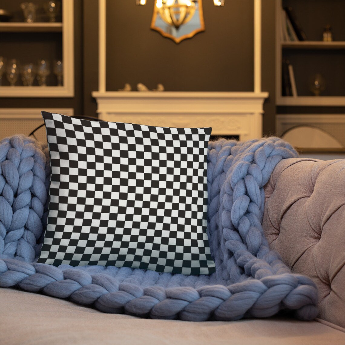 Checkered Pattern Pillow black and white checkers Etsy