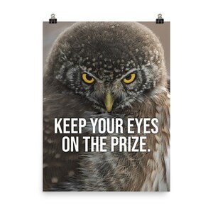 Keep Your Eyes On The Prize, Owl Motivational Poster, hustle, entrepreneur, success, motivation, gym, workout, fitness, print, canvas