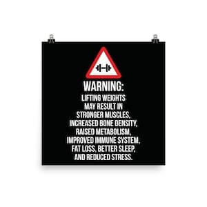 WARNING, Lifting Weights, Gym Poster, Motivational Prints, Gift For Bodybuilding, Weightlifting, Powerlifting, Crossfit, Fitness, Workout