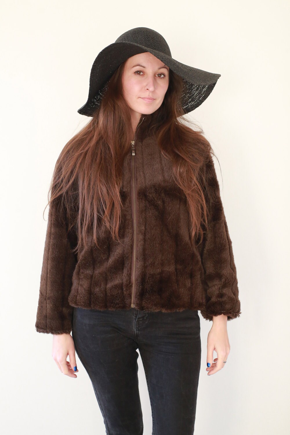 Woman Fur Coat / Short Fur Coat / Vintage Woman Faux Fur Coat Etsy