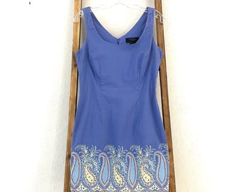 Vintage 90s Express Purple Sheath Dress, Paisley Hem (Size M/L)