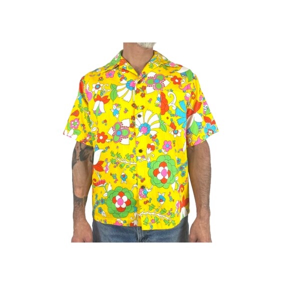 Buy Vintage 1950s or Early 60s Aikane Hawaii Yellow Neon Floral 