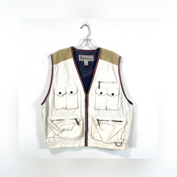 Vintage 1990s Aeropostale Compagnie Generale Canvas and Corduroy Hunting/Fishing/Utility Vest